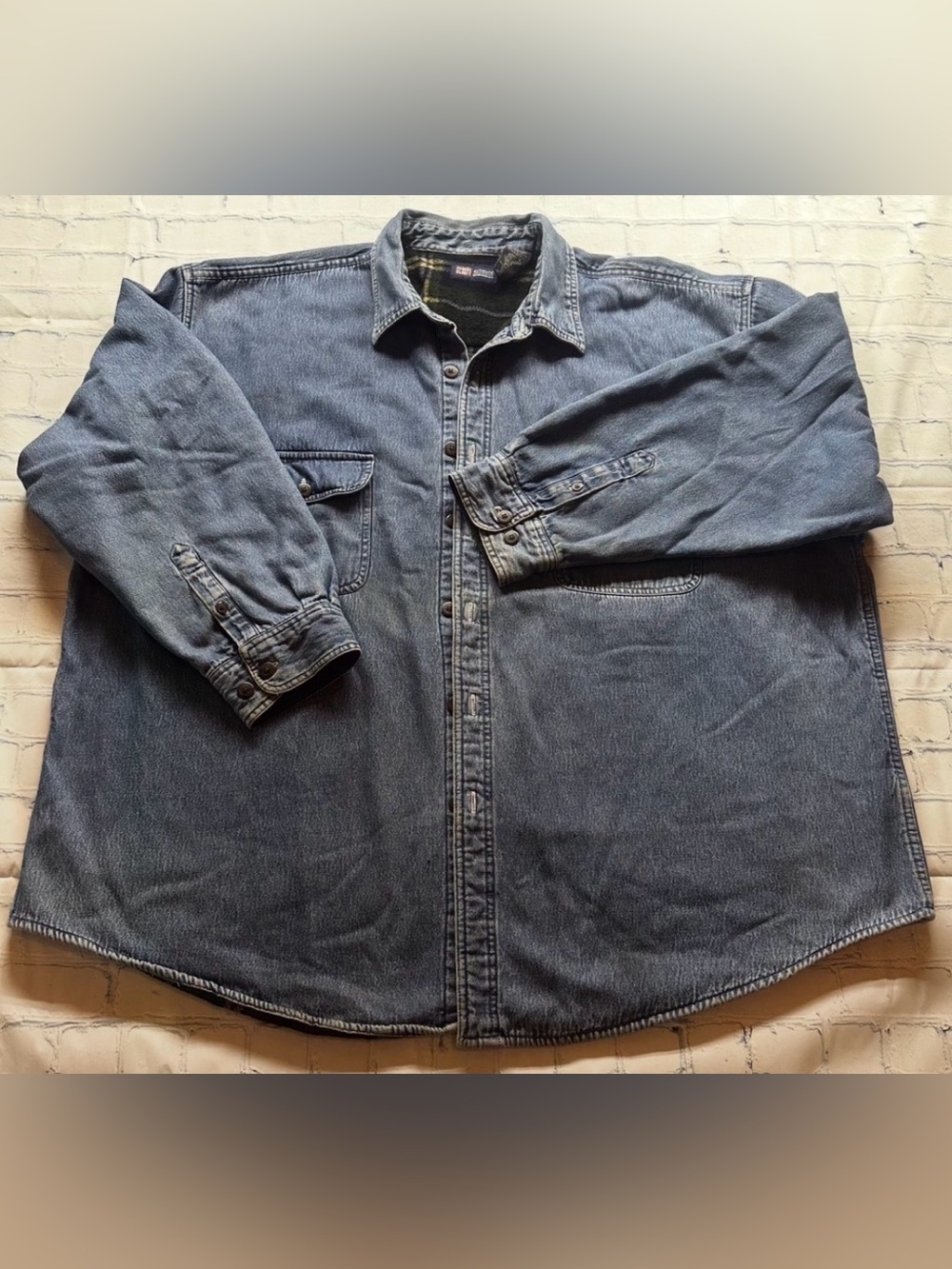 #B-20 Denim Jacket with Plaid Lining Sz 3X